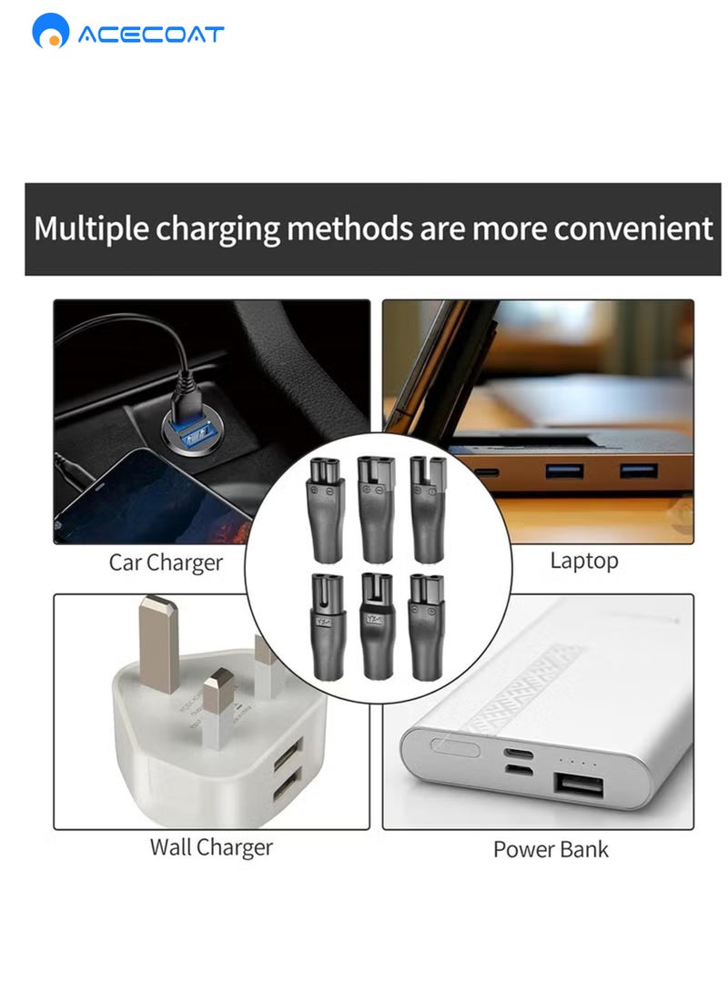 ايسكوت شاحن ماكينة حلاقة، 6 قطع محول ماكينة حلاقة عالمي، 6 قطع محول سلك إمداد طاقة فريد من نوعه على شكل رأس، موصل تيار مستمر، شاحن ماكينة حلاقة اللحية، طقم شاحن ماكينة حلاقة للرجال، حل شحن متعدد الوظائف - Image 5